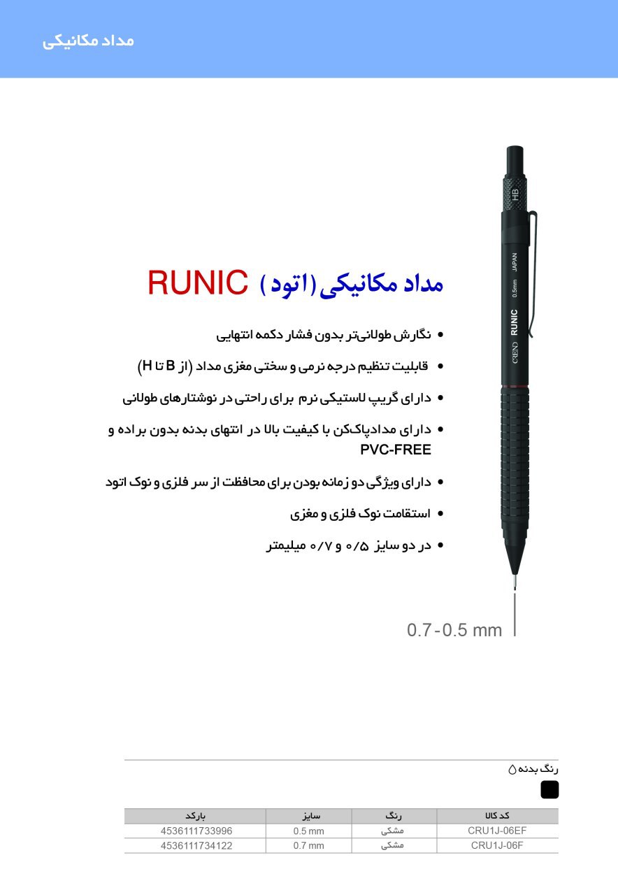 اتود 0.5 Runic(تکی همراه با بسته بندی)