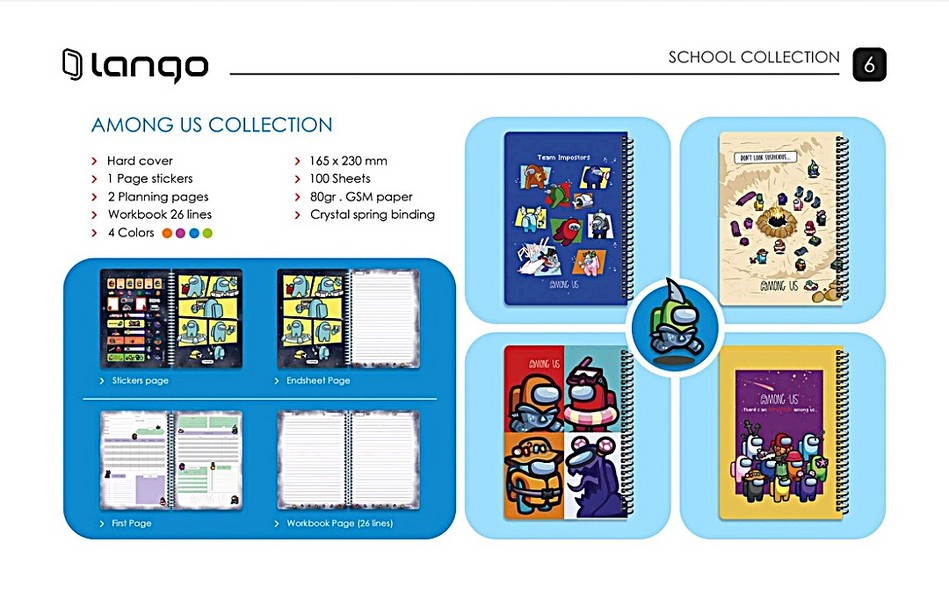 20-دفتر 100برگ School وزیری جلدسخت CH-750 Among Us