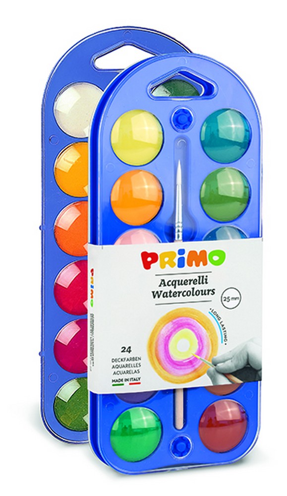 آبرنگ 25(جعبه پلاستیکی 24 رنگ+پالت+قلم مو)