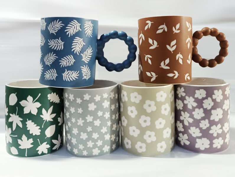 ماگ سرامیکی دسته‌گرد‌‌‌مدل‌دار Pattern کد SDM023-S114