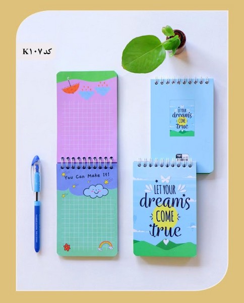 دفترچه شطرنجی فانتزی a6 سیم از بالا