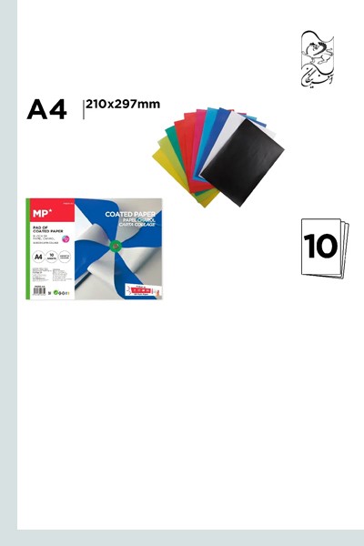 بسته10عددی کاغذ A4 یک‌رو رنگی (MP)PN210-A4
