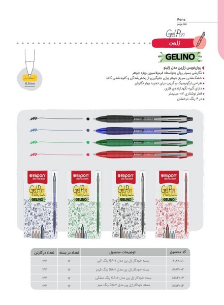 بسته 12عددی روان نویس مدل ژلینو سبز 4004