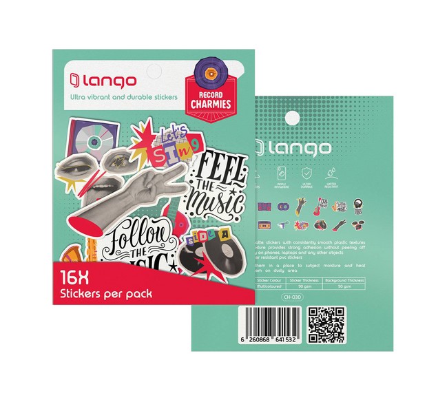 10-استیکر 16تکه چارمیز/ CHARMIES طرح Record کد CH-030