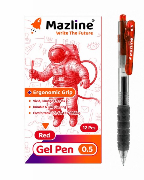 12-بسته 12عددی خودکار 0.5 گریپ‌دار Gel Pen قرمز GM0212