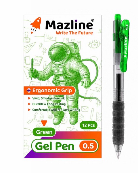12-بسته 12عددی خودکار 0.5 گریپ‌دار Gel Pen سبز GM0412