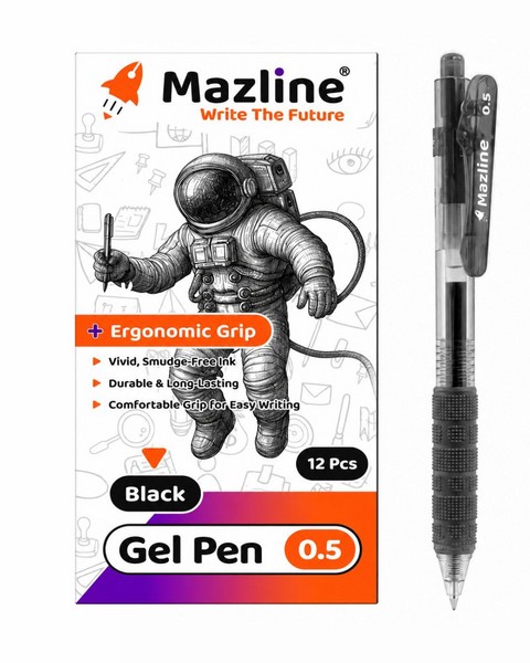 12-بسته 12عددی خودکار 0.5 گریپ‌دار Gel Pen مشکی GM0312