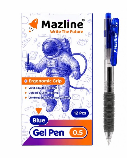 12-بسته 12عددی خودکار 0.5 گریپ‌دار Gel Pen آبی GM0112