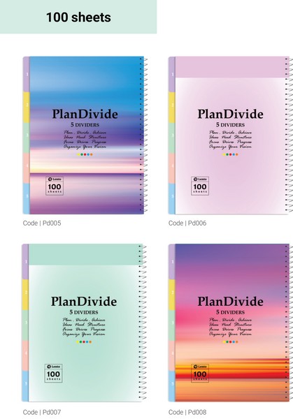 دفتر 100برگ وزیری PlanDivide جلدPP سیمی