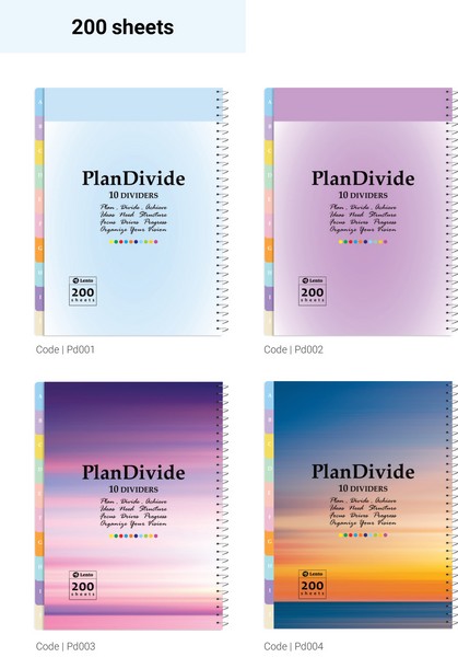 دفتر 200برگ وزیری PlanDivide جلدPP سیمی