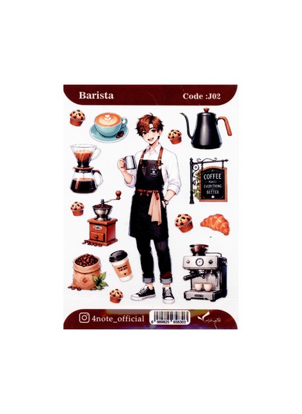 5-استیکر شفاف Barista کد J02
