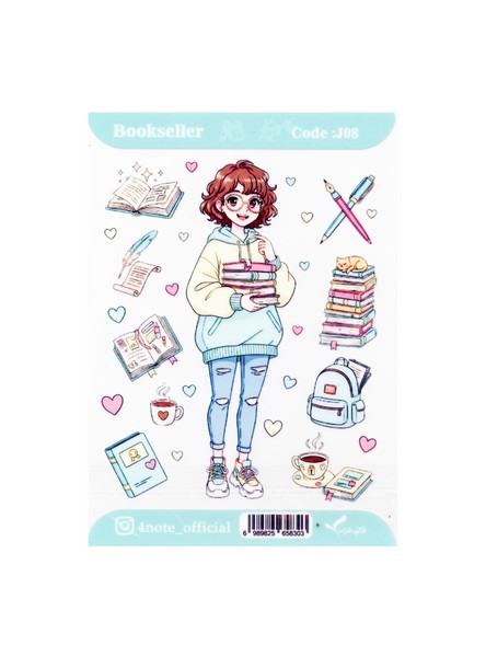 5-استیکر شفاف Bookseller کد J08