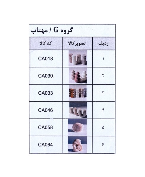 بسته 6عددی شمع‌دست‌ساز گروهG /مهتاب