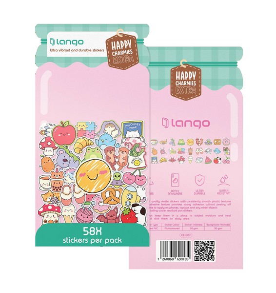 10-استیکر 58تکه Charmies Extera طرح Happy 