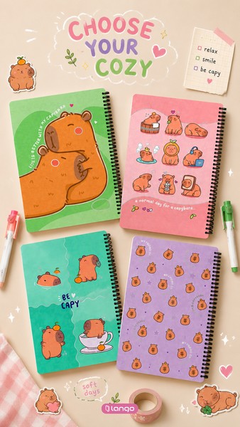 20-دفتر 100برگ School وزیری جلدسخت CH-1800 Capybara