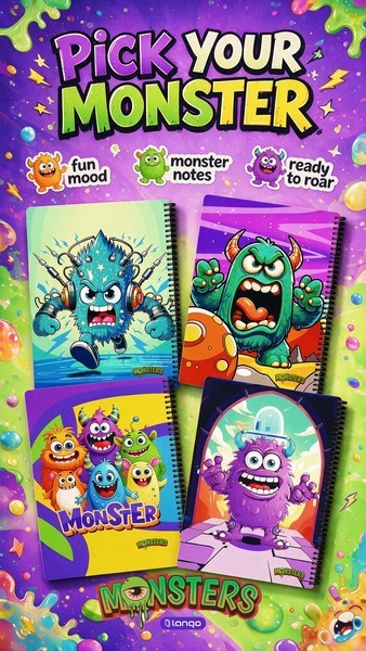 20-دفتر 100برگ School وزیری جلدسخت  Monster
