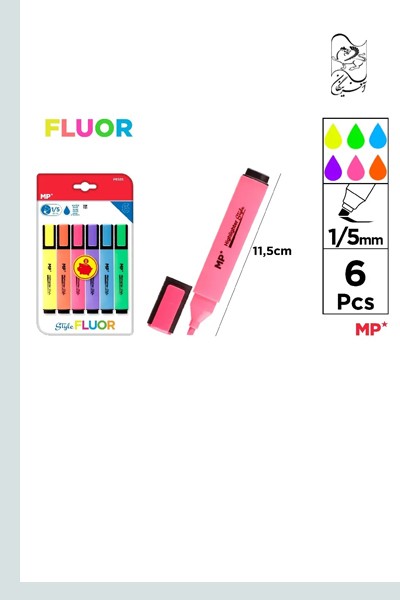 بلیستر6رنگ هایلایتر 1.5MM فلورسنتی