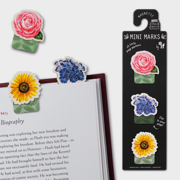 بوکمارک مگنتی/Mini Marks 3in1 مقوایی Flowers گل‌ها 15909