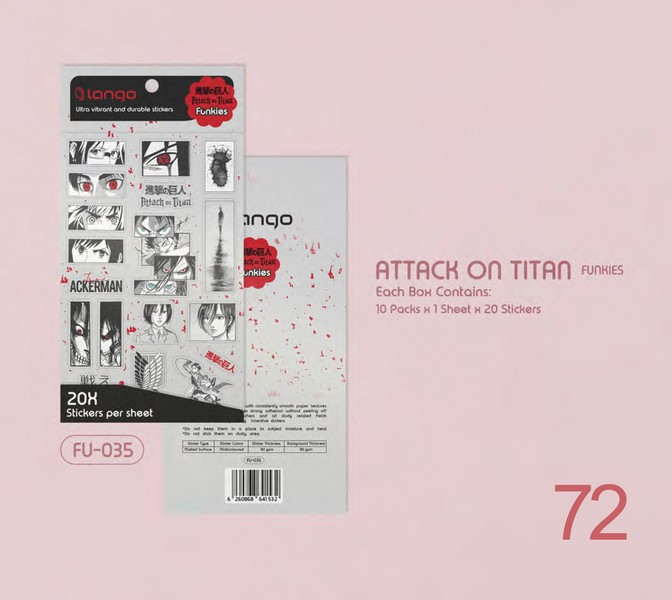 10-استیکر 20 تکه فانکیز Attack On Titan