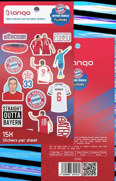 10-استیکر 15 تکه فانکیز fu-043 Bayern Munich