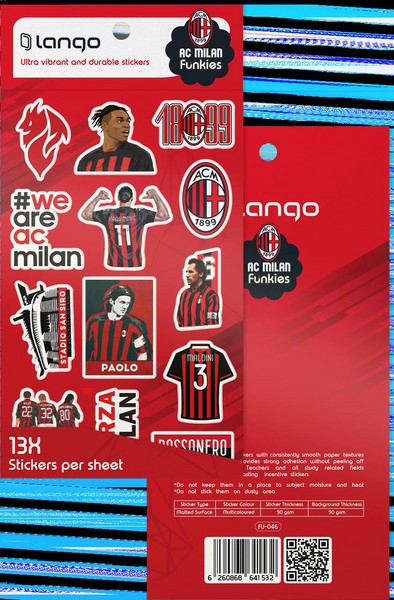 10-استیکر 13 تکه فانکیز fu-046 AC Milan