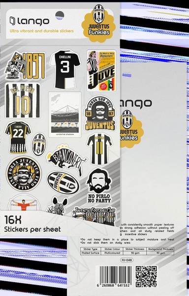 10-استیکر 16 تکه فانکیز fu-048 Juventus