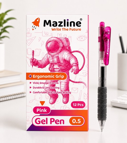 12-بسته 12عددی خودکار 0.5 گریپ‌دار Gel Pen صورتی GM0812