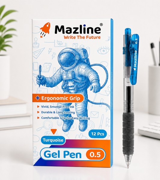 12-بسته 12عددی خودکار 0.5 گریپ‌دار Gel Pen فیروزه‌ای GM0712